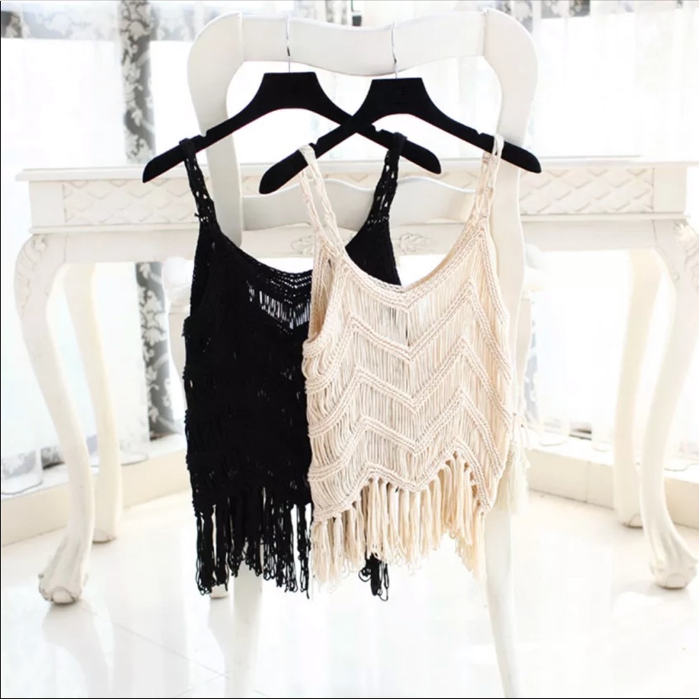 Boho knit cami top in black or white